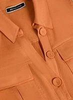 Robe-chemisier en lin avec poches appliquées