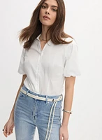 Puff Sleeve Button-Down Blouse