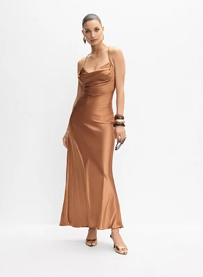 Cowl Neck Satin Slip Dress