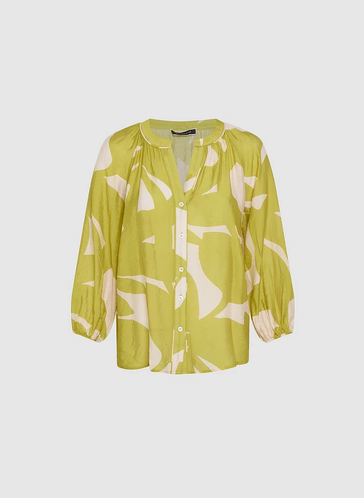 Printed Button-Down Blouse