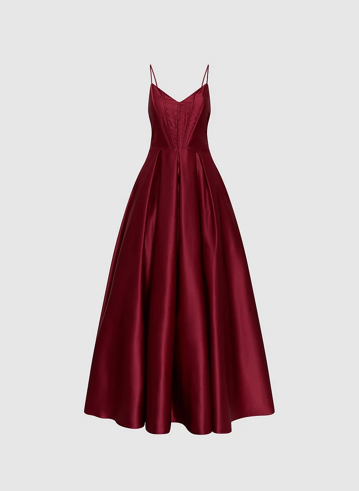 Satin Lace-Up Back Gown