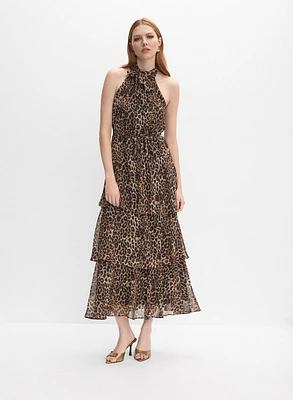 Tiered Leopard Print Dress
