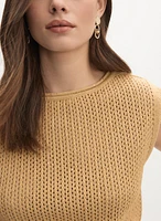 Sleeveless Open-Knit Sweater