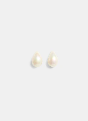 Pearl Button Earrings