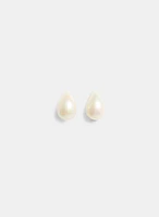 Pearl Button Earrings