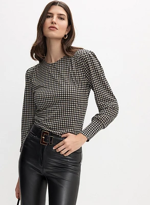 Houndstooth Knit Top