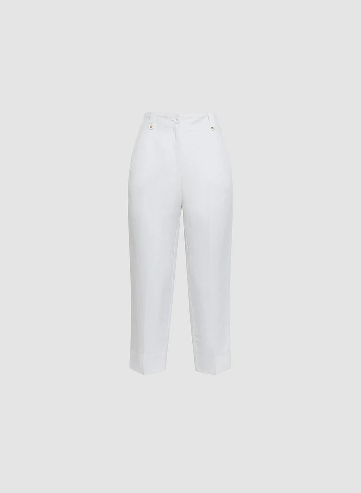 Pantalon capri Essentiels en mélange de lin