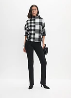 Joseph Ribkoff - Mixed Plaid Funnel-Neck Sweater