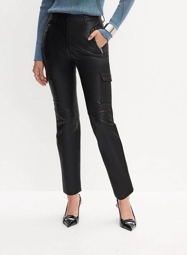 Vegan Leather Cargo Pants