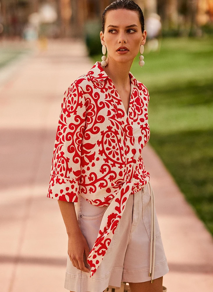 Blouse à motifs en lin