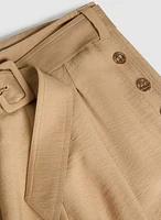 Linen-Blend Culotte Pants