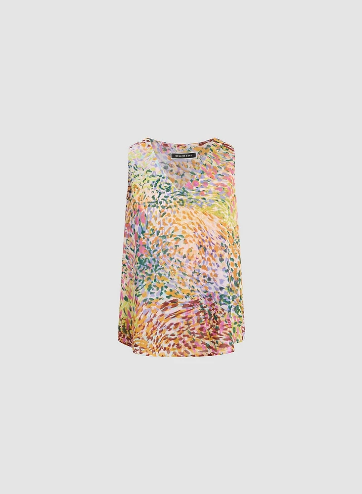 Abstract Print Sleeveless Blouse