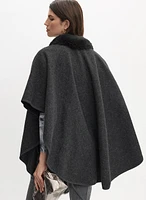 Faux Fur Collar Poncho