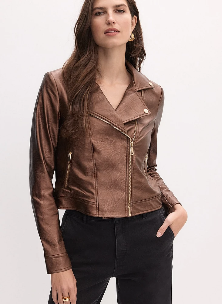 Joseph Ribkoff - Metallic Vegan Leather Jacket