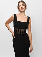 Sheer Panel Detail Dress