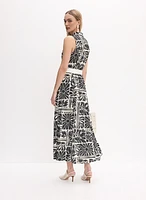 Robe maxi à motif floral géométrique