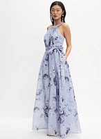 Robe de soirée florale à col licou