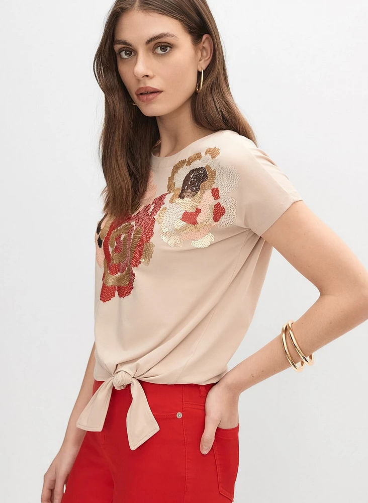 Sequined Floral T-Shirt