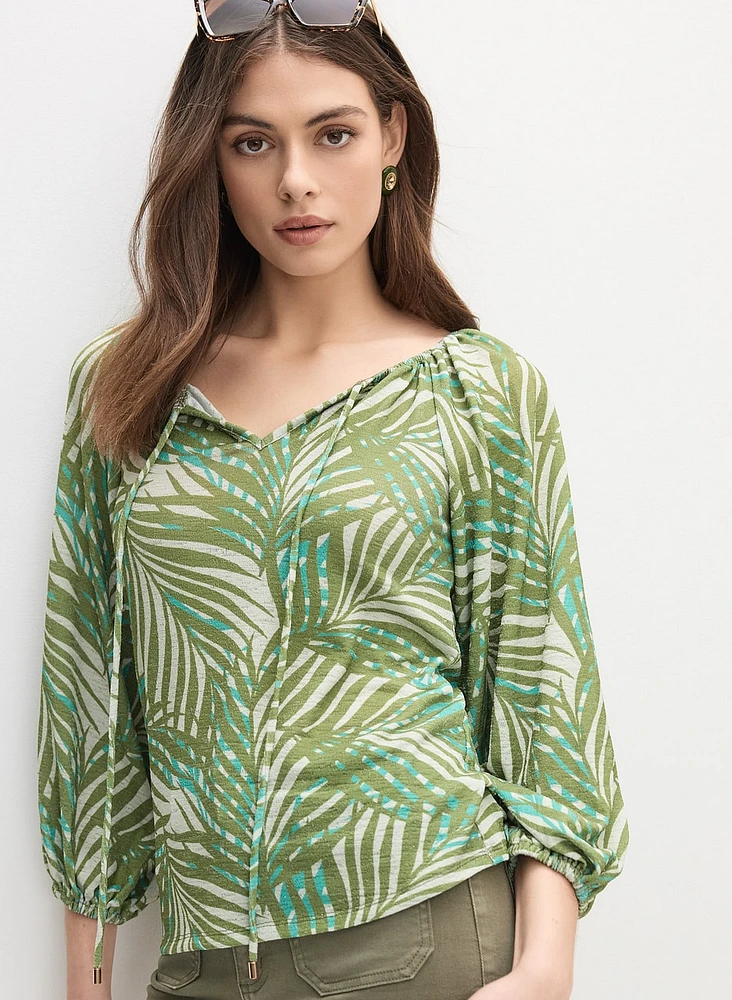 Palm Leaf Print Blouse