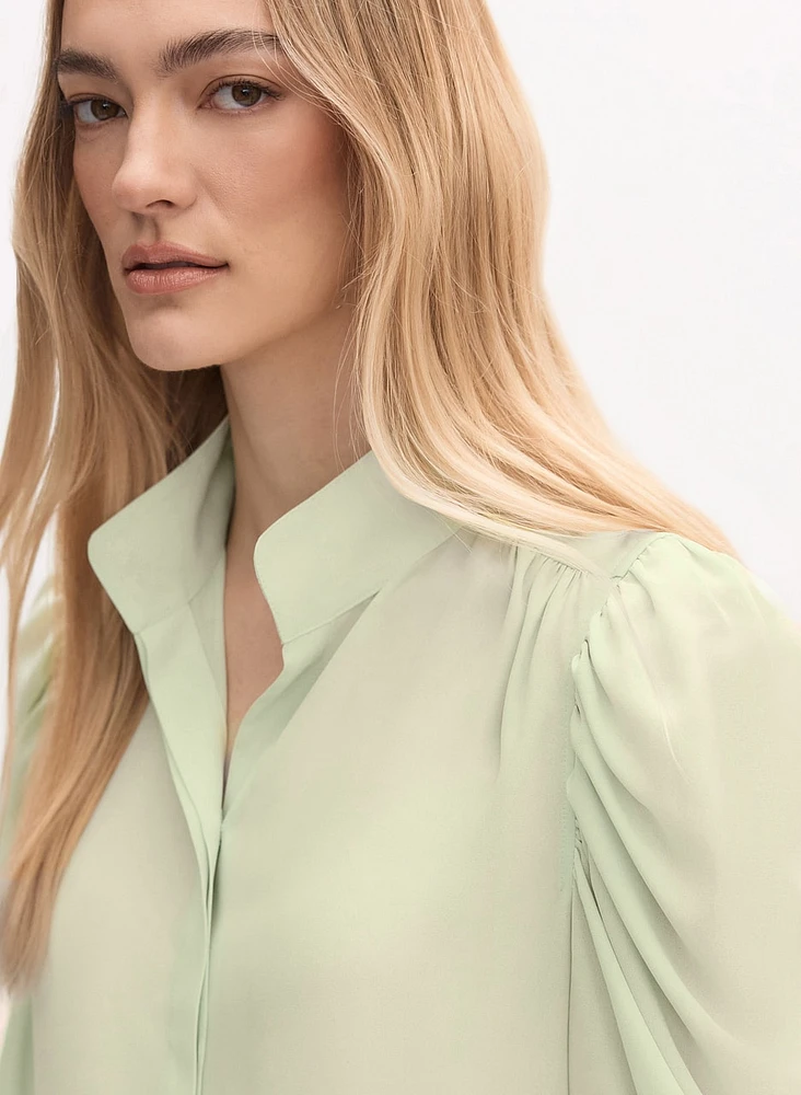 Blouse en crêpe à manches bouffantes