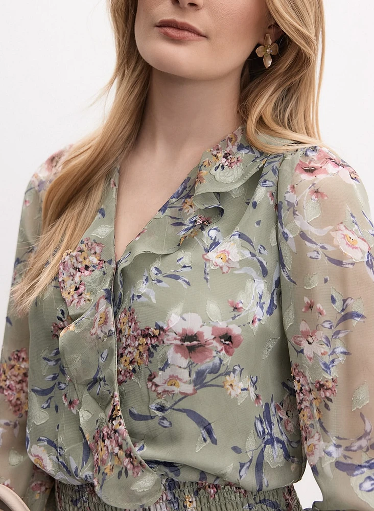 Smocked Floral Blouse