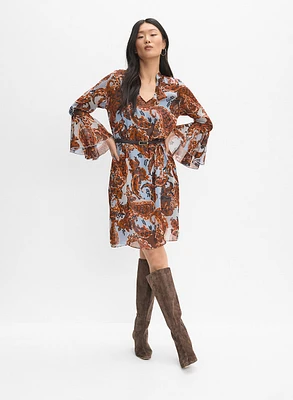 Belted Paisley Dress