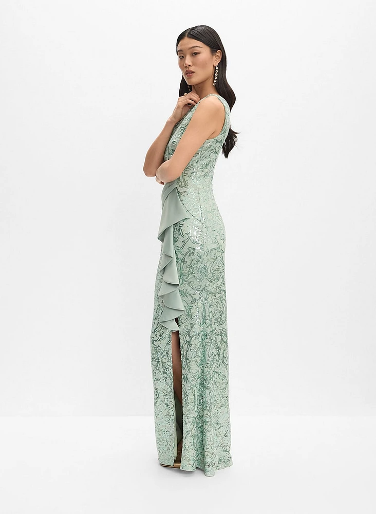 Sequined Ruffled Dress