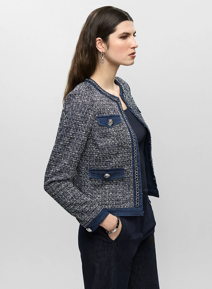 Denim Trim Bouclé Jacket