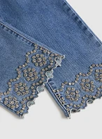 Embellished Hem Straight-Leg Jeans