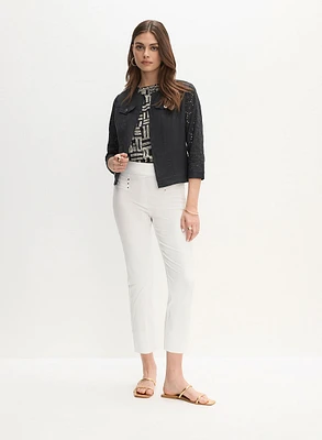 Linen-Blend Lace Jacket & Pull-On Slit Hem Capris