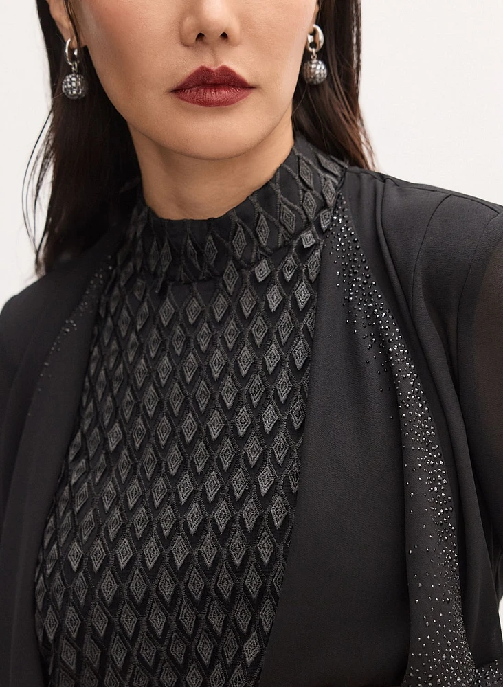 Stud Embellished Sheer Bolero