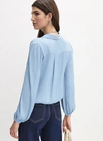 Satin Twist-Hem Blouse