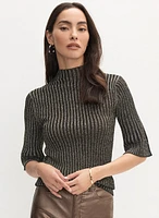 Metallic Rib Knit Sweater