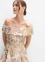 Robe florale en jacquard métallique