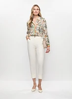 Pantalon droit longueur cheville à revers