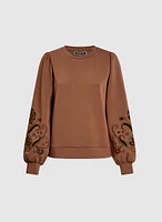 Embroidered Puff Sleeve Top