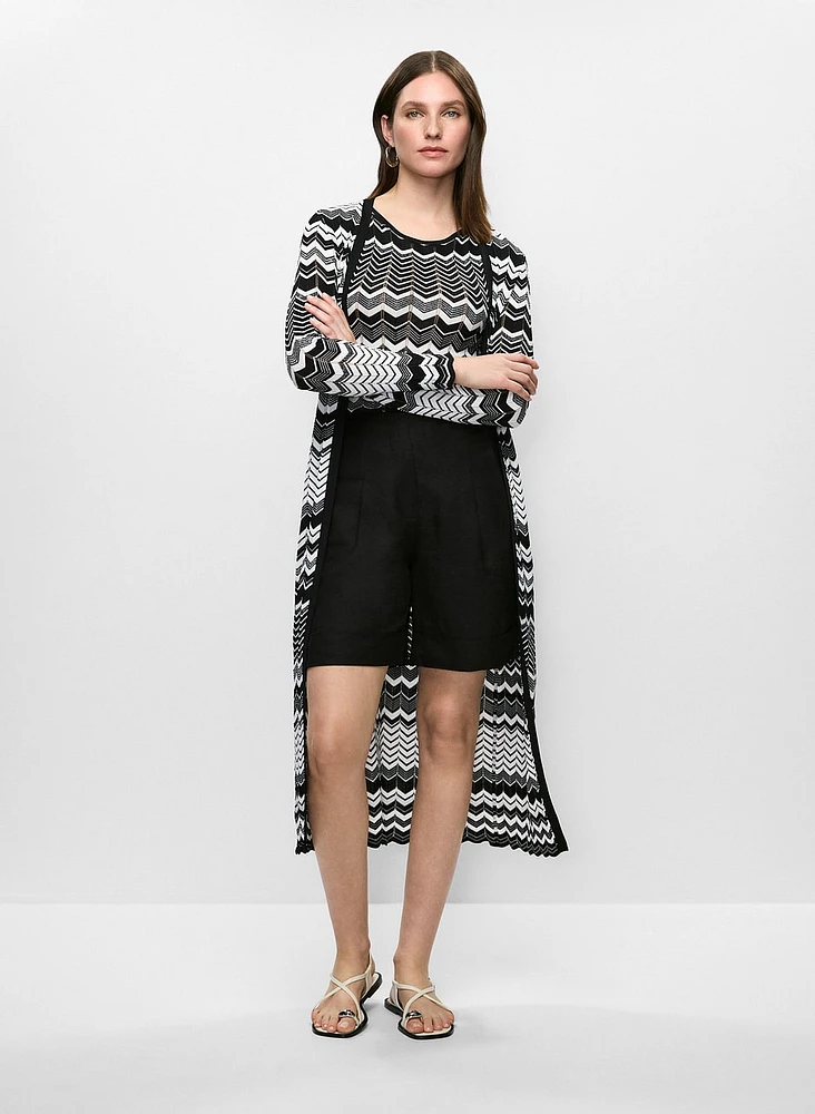 Short taille haute en mélange de lin