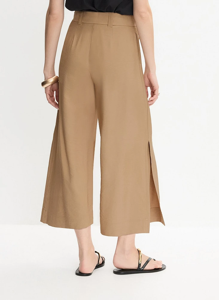 Linen-Blend Culotte Pants