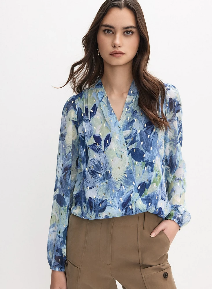 Floral Metallic Fleck Blouse