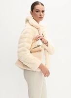 Stand Neck Faux Fur Coat