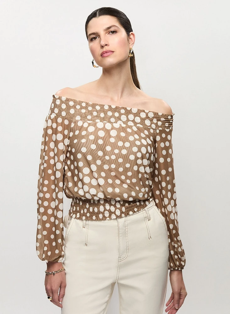 Off-the-Shoulder Polka Dot Top