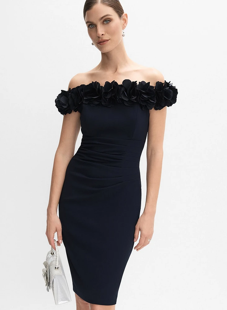 Rosette Off-The-Shoulder Dress