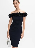 Rosette Off-The-Shoulder Dress