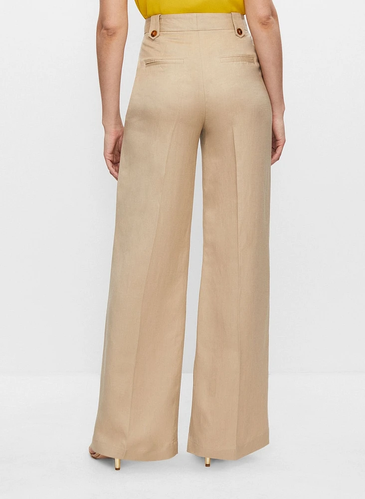 Linen-Blend Wide Leg Pants