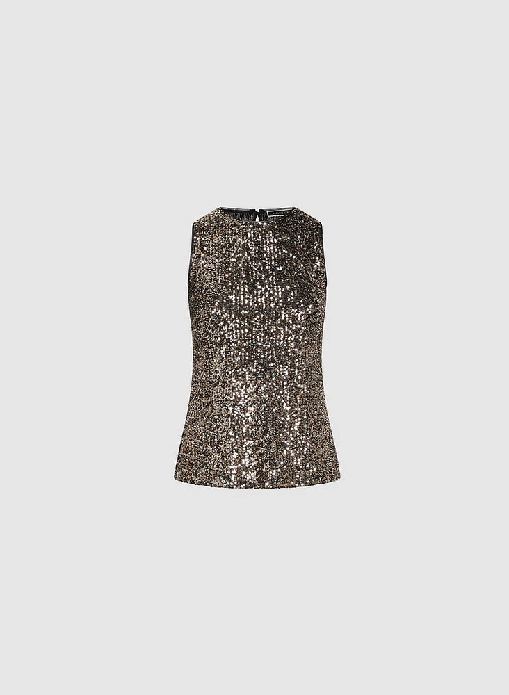 Sequined Crew Neck Top