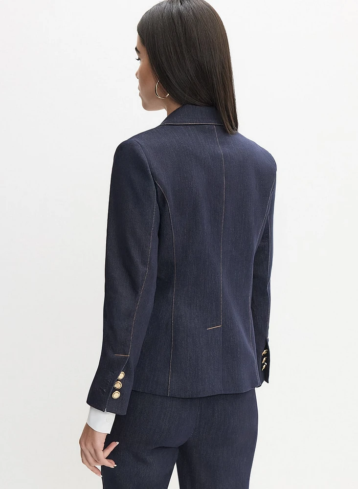 Contrast Stitch Denim Blazer