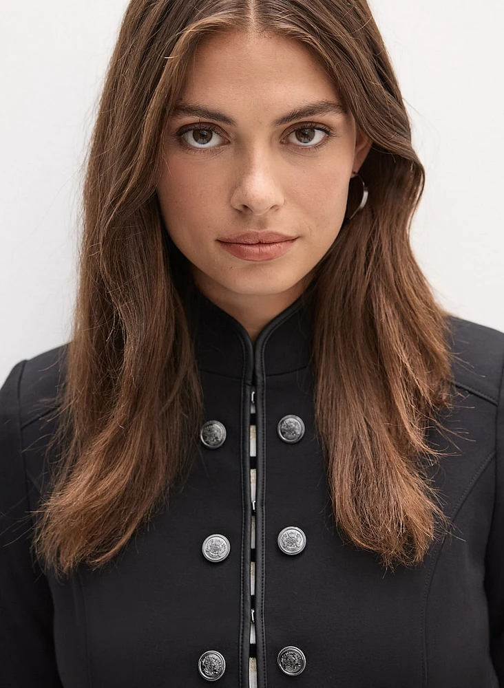 Button Detail Stand Collar Jacket