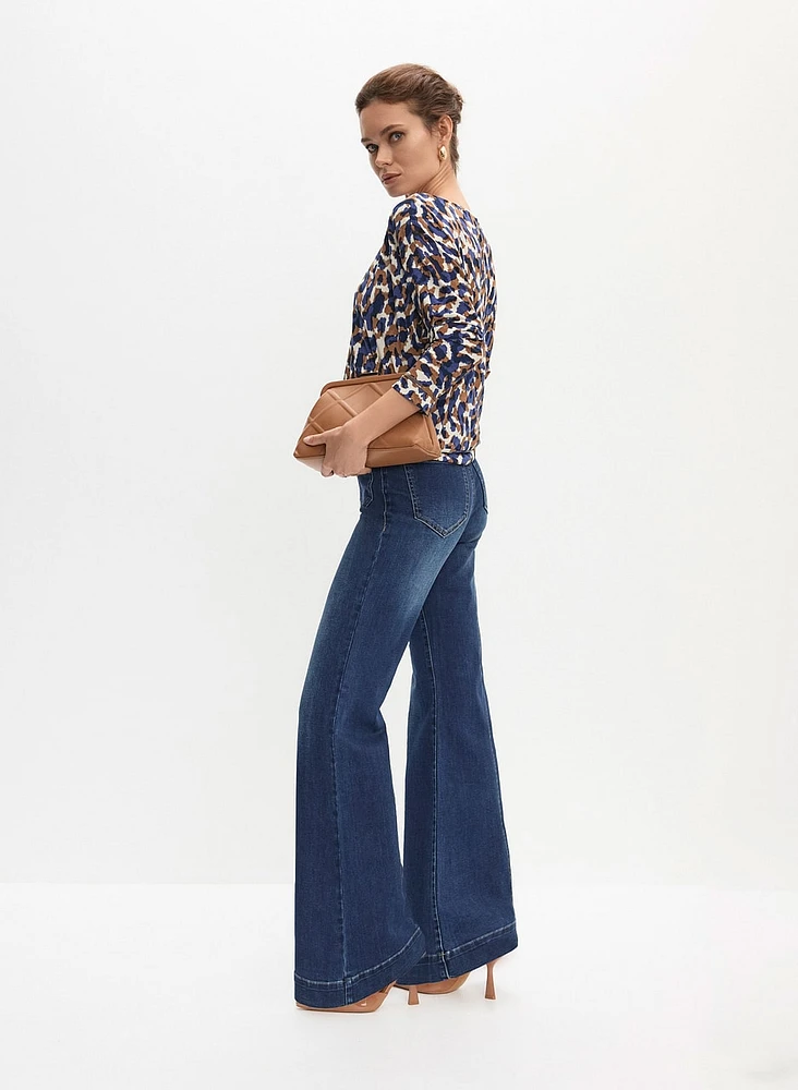 Patch Pocket Flare Leg Jeans