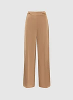 Chain Trim Satin Wide-Leg Pants