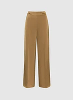 Chain Trim Satin Wide-Leg Pants